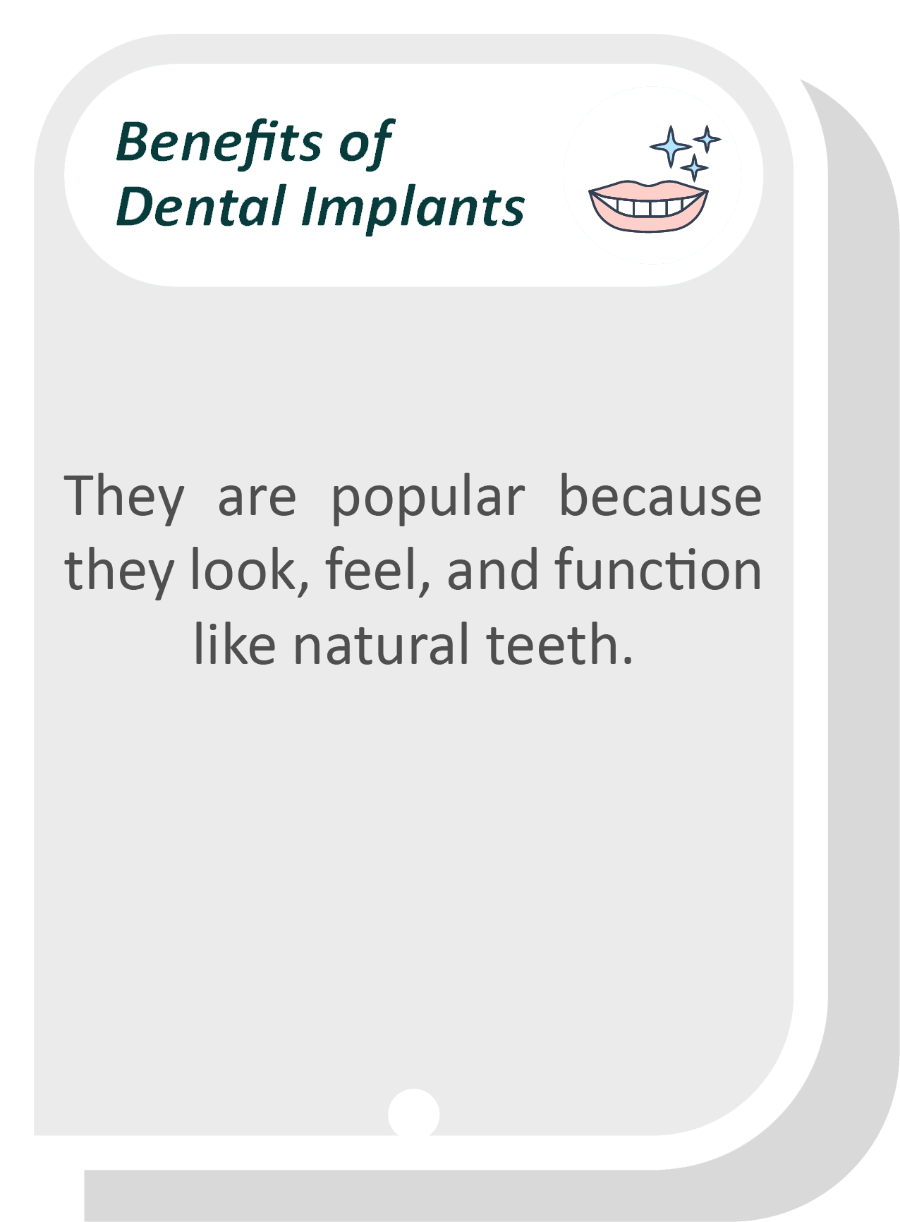 They are popular because they look, feel, and function like natural teeth.